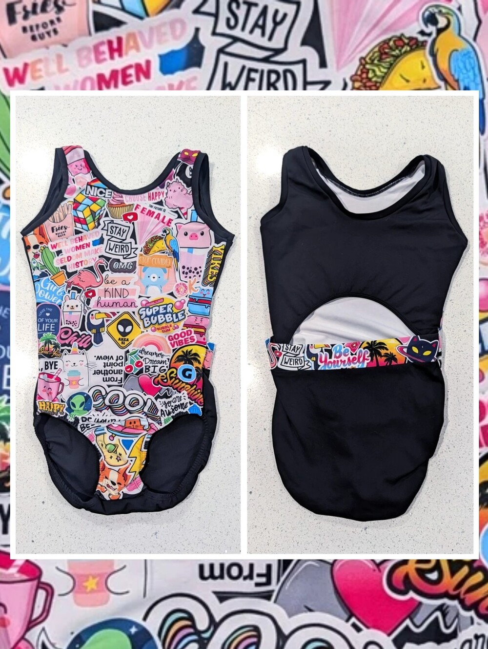 Y2K VSCO Stickers GymGear Gymnastics Leotard ULTRA SOFT Small 16 LIMITED EDITION